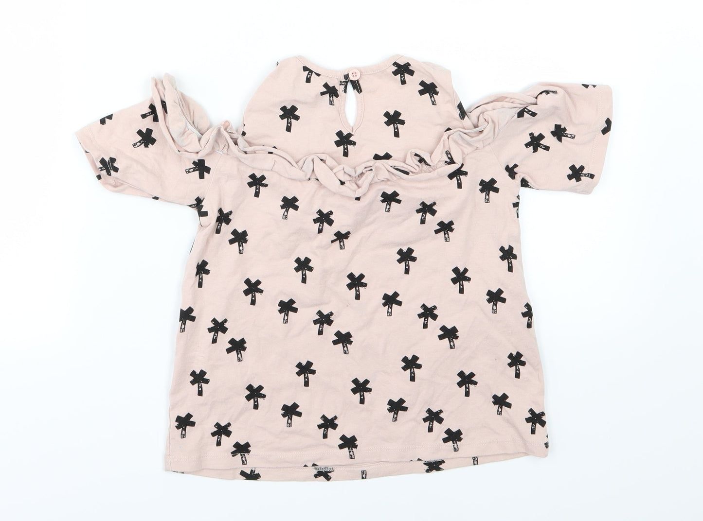 Mothercare Girls Pink  Jersey Basic T-Shirt Size 6-7 Years  - Cross