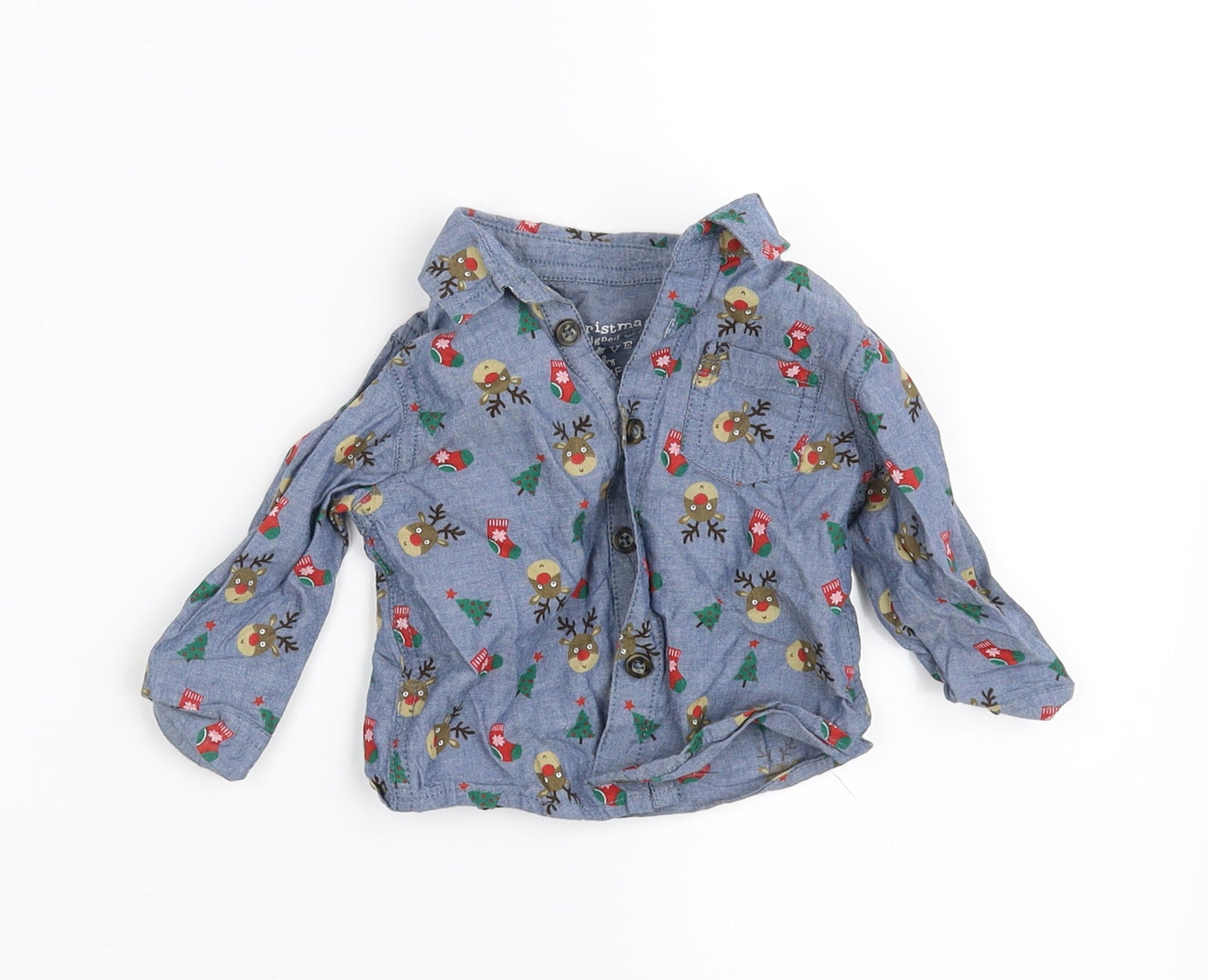 F&F  Blue   Basic Button-Up Size 3-6 Months