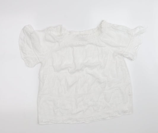 casual collection  Womens White Houndstooth  Basic Blouse Size 16