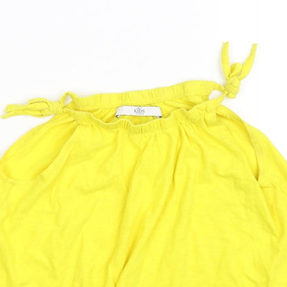 Close-up detail of Marks & Spencer girls’ yellow basic t-shirt, size 5-6, years