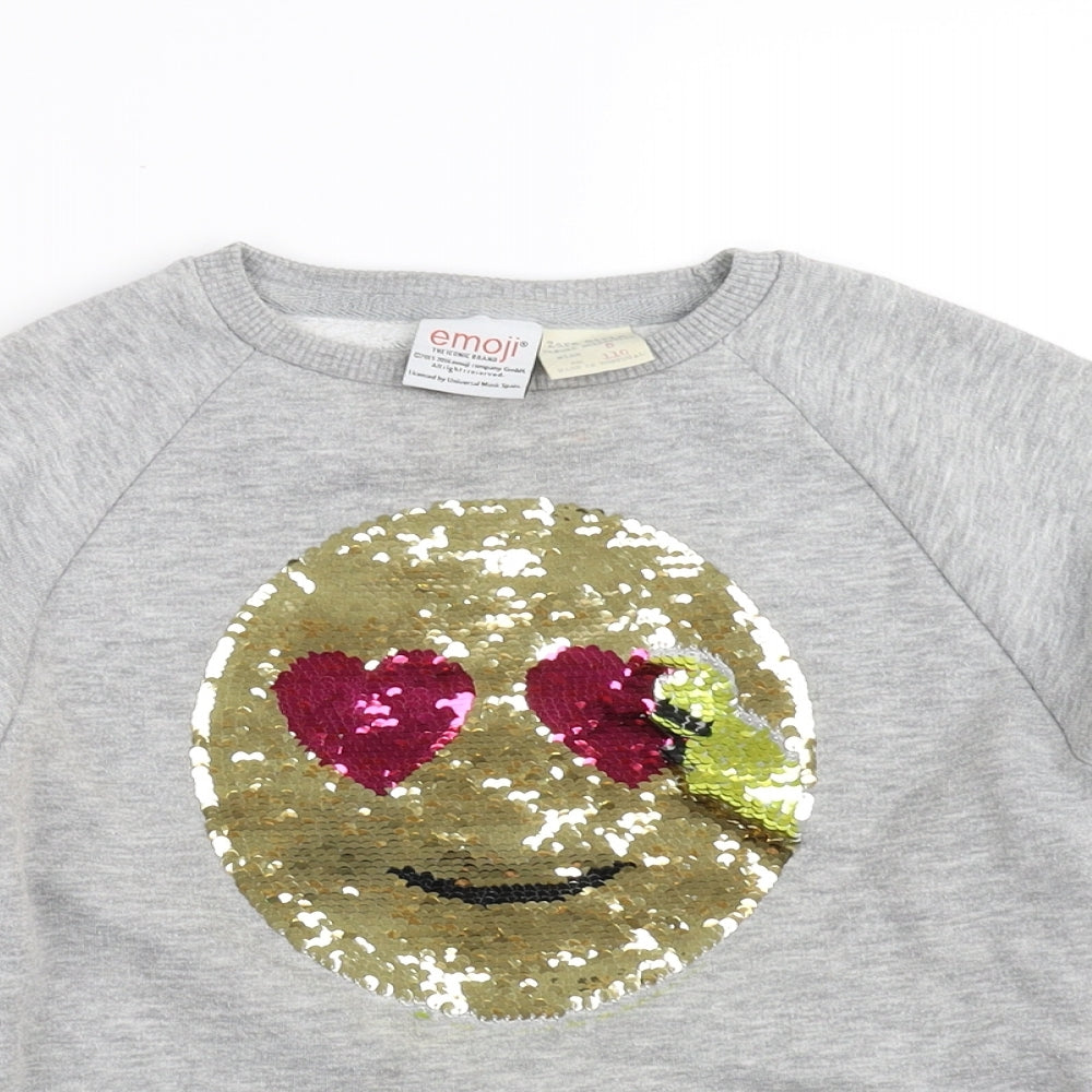 Emoji Girls Grey   Pullover Jumper Size 5 Years