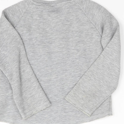 Brand and care label for Emoji girls’ grey jumper, size 5, years