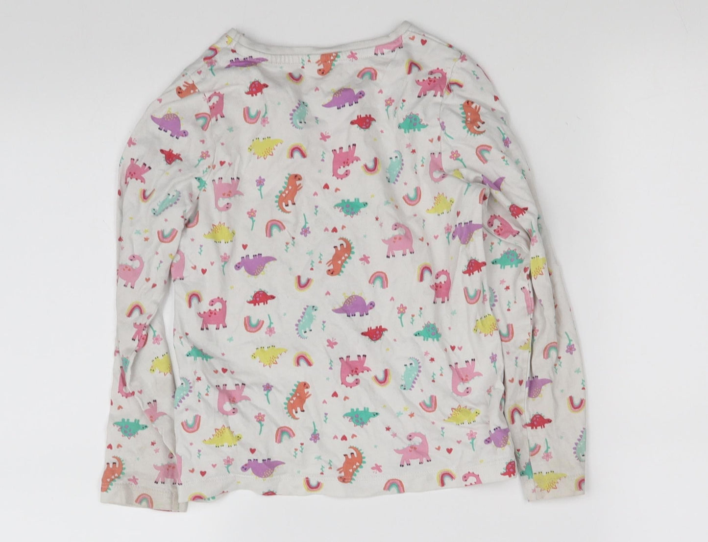 pre worn Girls White Solid  Top Pyjama Top Size 5-6 Years