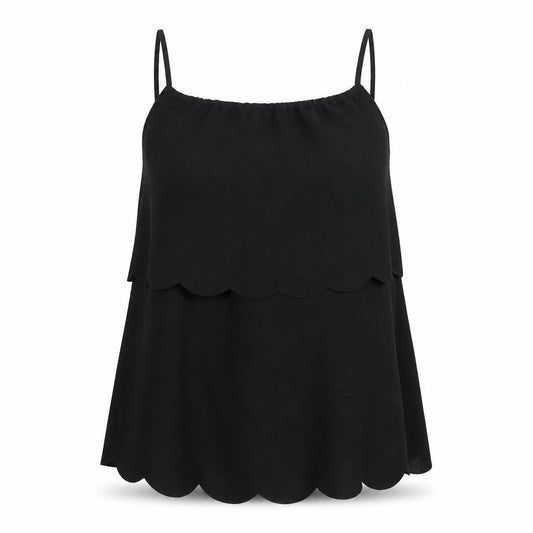 Front view of Boohoo women’s black basic blouse, size UK 12