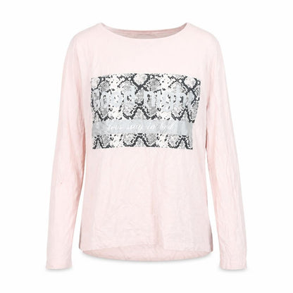 Front view of Beloved women’s pink basic t-shirt, size L