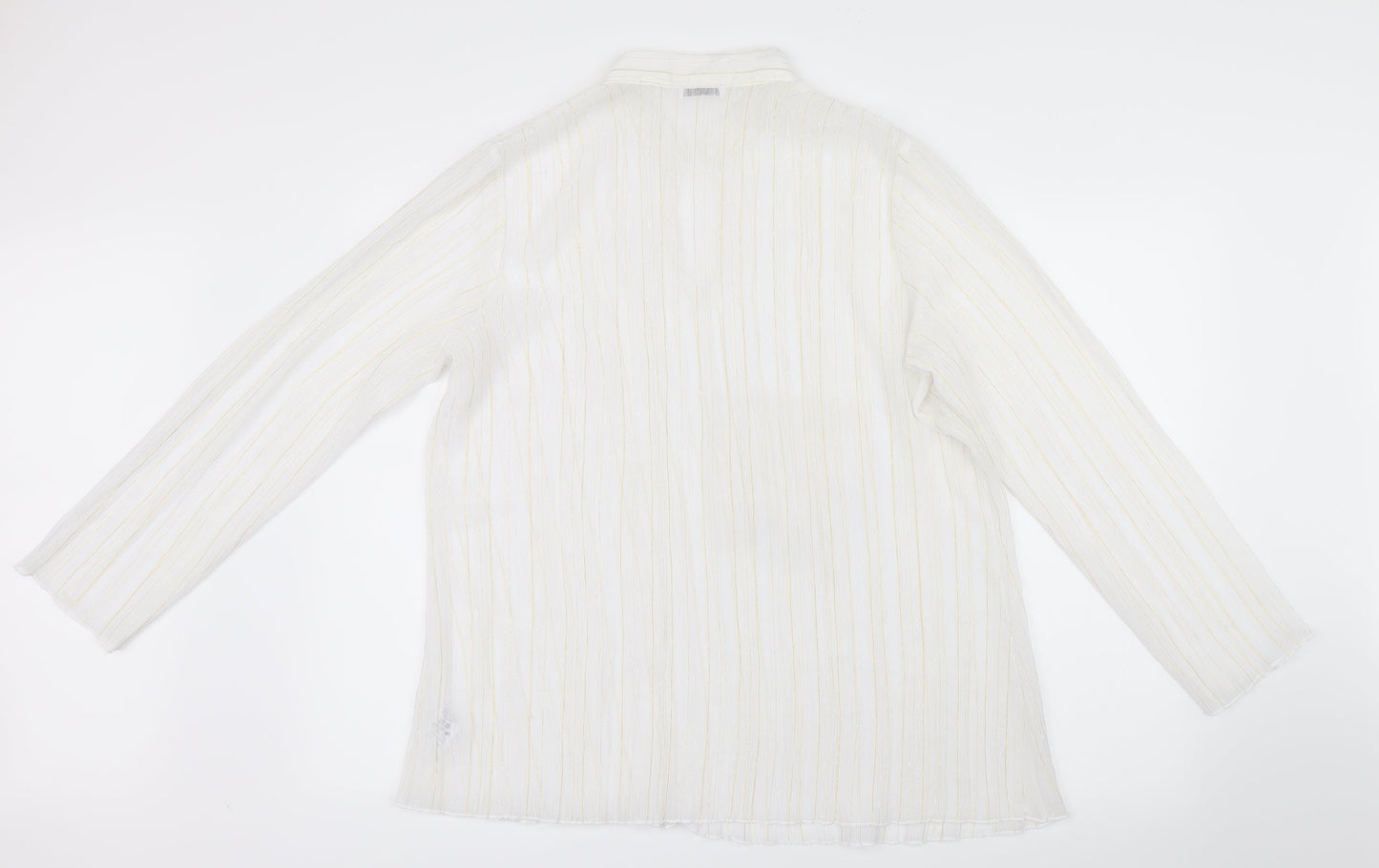 Canvas Womens White Striped Mesh Basic Blouse Size 16