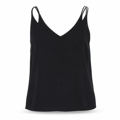 Front view of Matalan women’s black mesh basic blouse, size UK 12