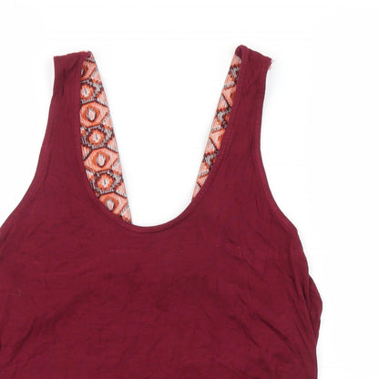 Close-up detail of River Island women’s purple basic tank, size UK 12
