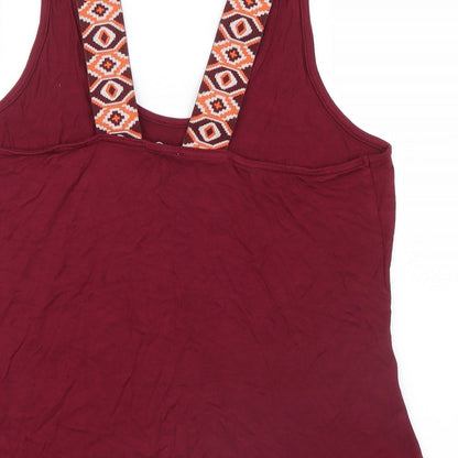 Brand and care label for River Island women’s purple basic tank, size UK 12