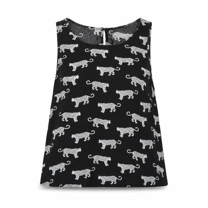 Front view of Divided by H&M women’s black geometric tunic blouse, size UK 8