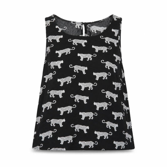 Front view of Divided by H&M women’s black geometric tunic blouse, size UK 8