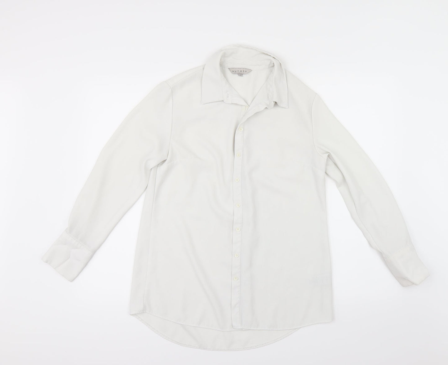 Nutmeg Womens White   Tunic Button-Up Size 10