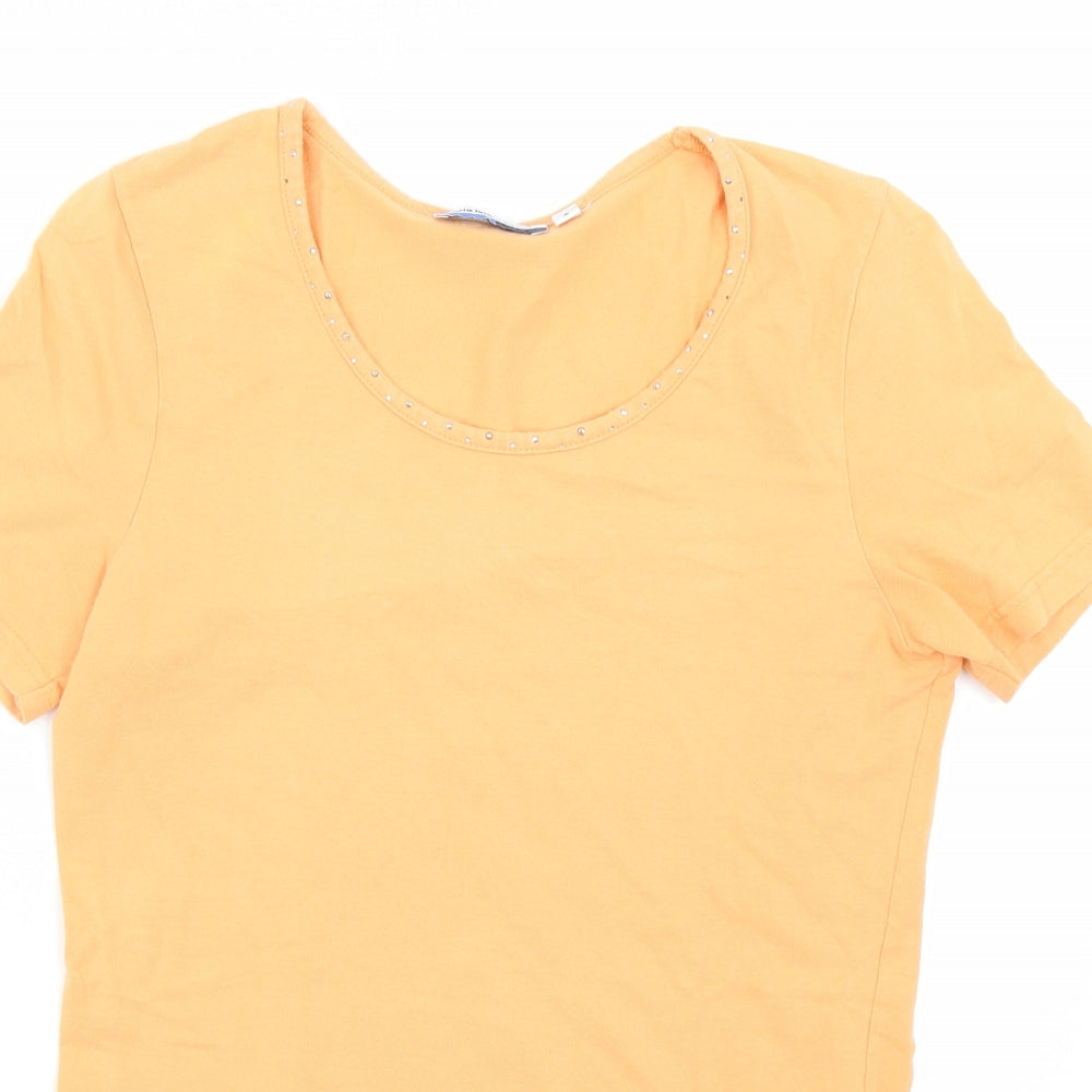 CHRIS LINE Womens Orange   Basic T-Shirt Size S