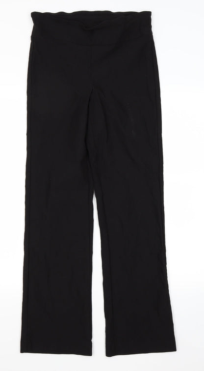 Back view of Preworn women’s black trousers, size UK 12, 28-inch leg