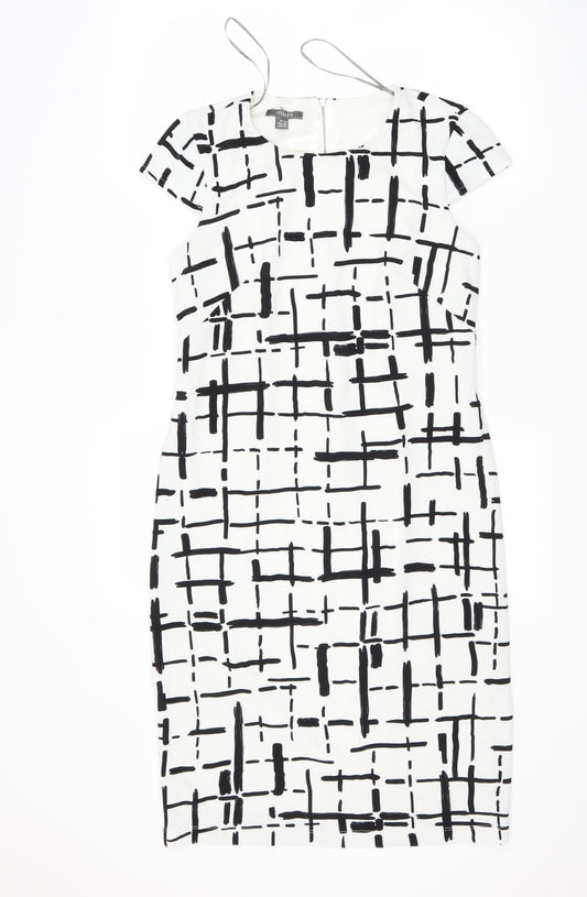 Muse Womens White Check  A-Line  Size 10