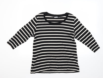 Additional front view of U women’s black striped jumper, size L