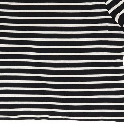 Brand and care label for U women’s black striped jumper, size L
