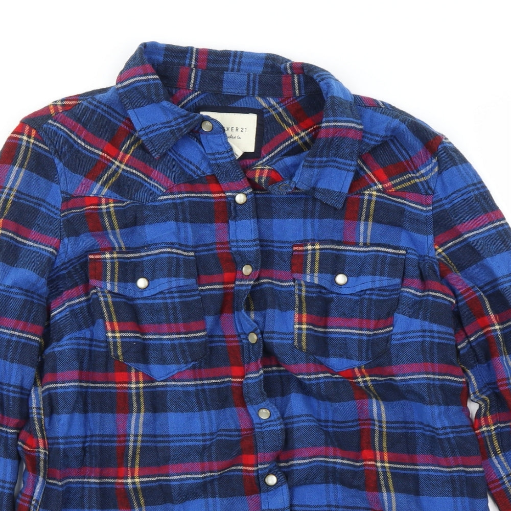 FOREVER 21 Mens Blue Check   Button-Up Size M