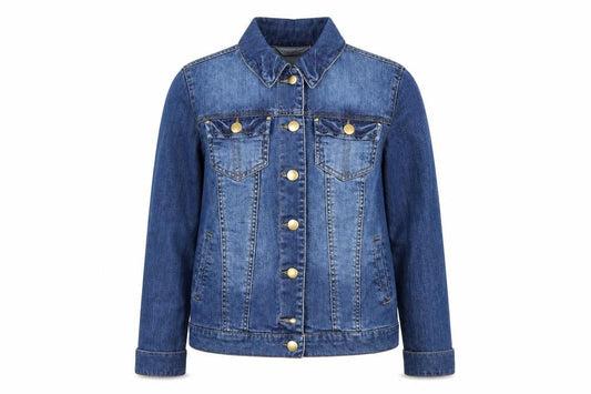 Front view of Dorothy Perkins women’s blue jacket, size UK 6