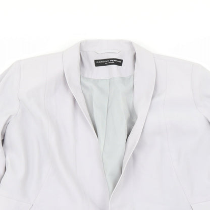 Close-up detail of Dorothy Perkins women’s purple jacket blazer, size UK 8