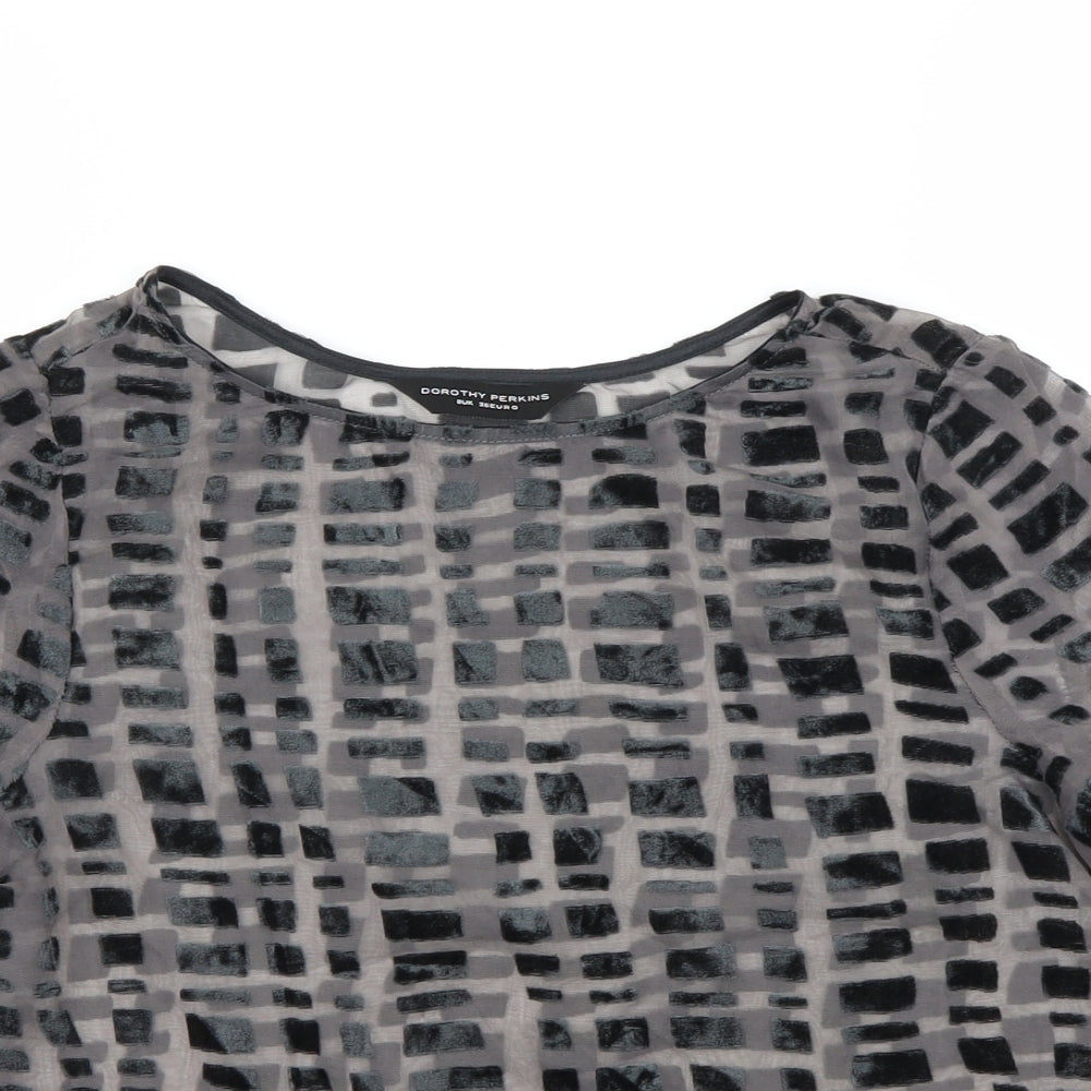 Dorothy Perkins Womens Grey Paisley  Basic Blouse Size 8