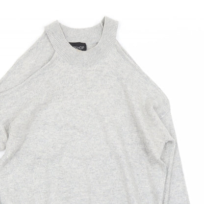 Close-up detail of Topshop women’s grey jumper, size UK 8