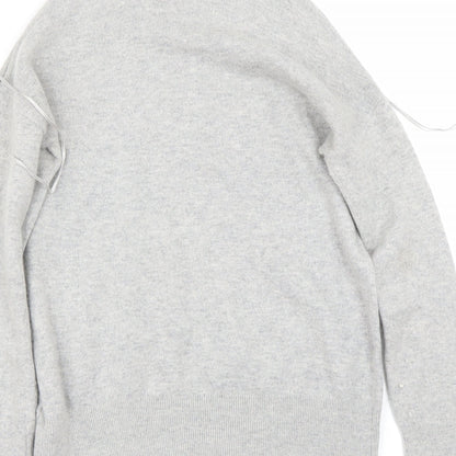 Brand and care label for Topshop women’s grey jumper, size UK 8