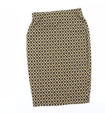 Additional front view of Primark women’s yellow check a-line skirt, size UK 8