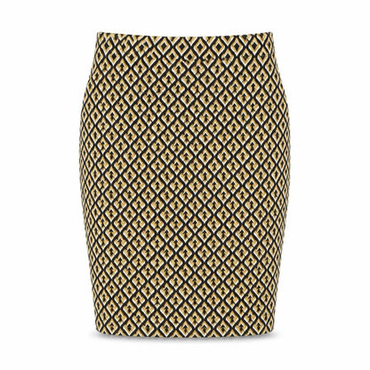 Front view of Primark women’s yellow check a-line skirt, size UK 8
