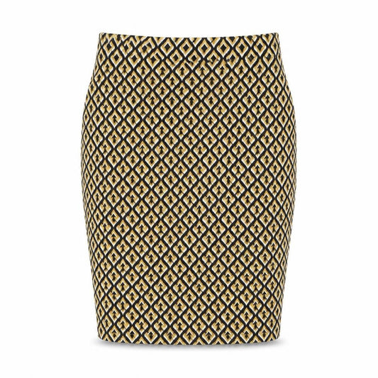 Front view of Primark women’s yellow check a-line skirt, size UK 8
