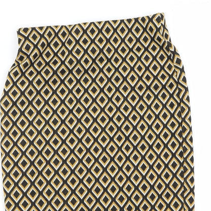 Close-up detail of Primark women’s yellow check a-line skirt, size UK 8