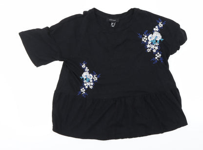 Additional front view of Atmosphere women’s black basic t-shirt, size UK 10