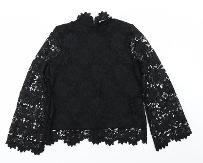 Additional front view of Papaya women’s black floral basic blouse, size UK 8