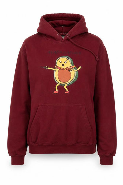 Front view of women’s red pullover hoodie, size S