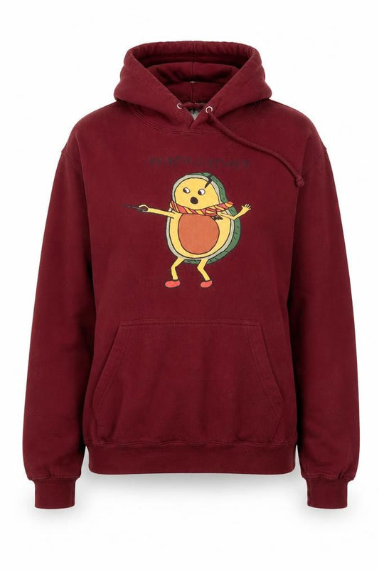 Front view of women’s red pullover hoodie, size S