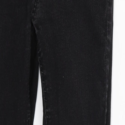 Close-up detail of George women’s black denim jegging jeans, size UK 8, 25-inch leg