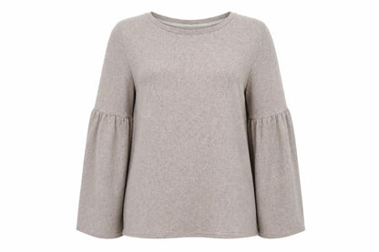 Front view of F&F women’s beige knit jumper, size UK 12