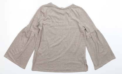 Back view of F&F women’s beige knit jumper, size UK 12