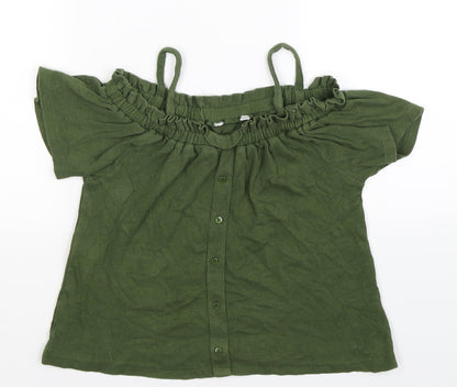 Front view of Primark girls’ green basic tank, size 10, years