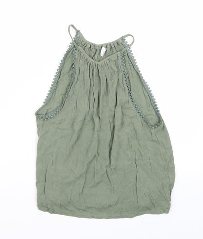 Additional front view of H&M women’s green basic tank, size UK 4