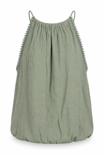 Front view of H&M women’s green basic tank, size UK 4
