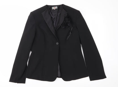 Additional front view of Per Una women’s black jacket suit jacket, size UK 10