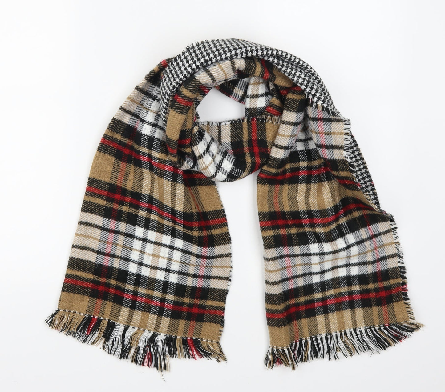 Preworn Womens Beige Check   Scarf