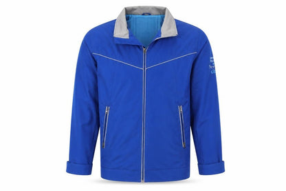 Front view of Atlas men’s blue jacket coat, size S