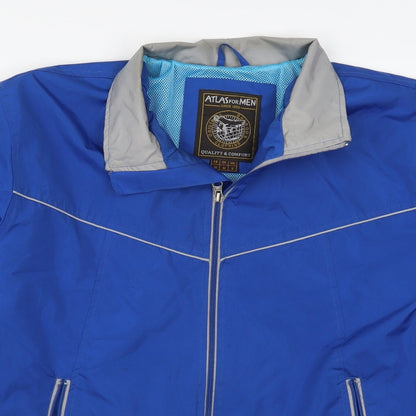 Close-up detail of Atlas men’s blue jacket coat, size S