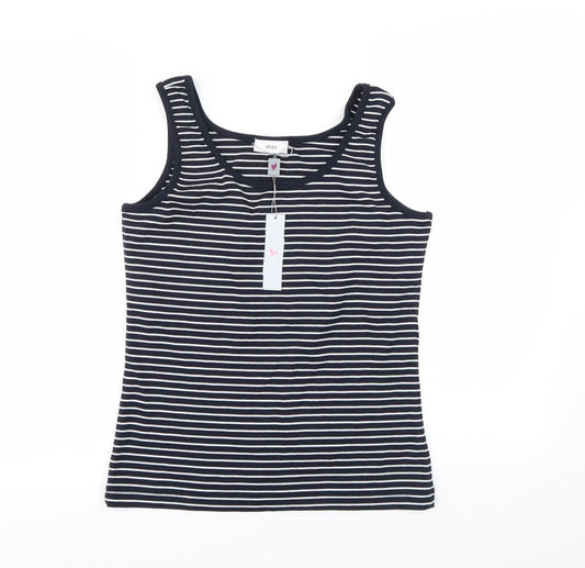 Alibi Womens Black Striped  Basic Tank Size L