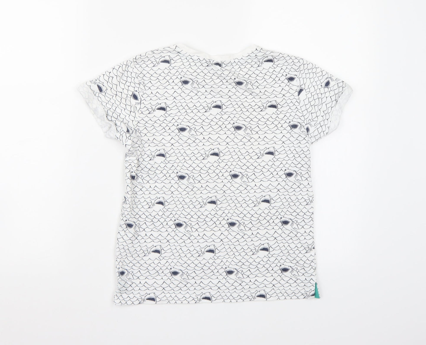 George Boys White   Basic T-Shirt Size 9-10 Years  - Shark print