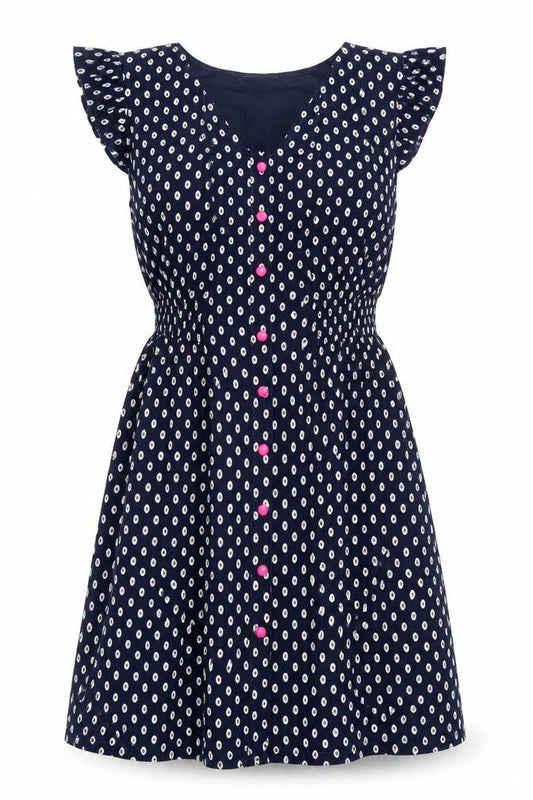 ginger soul Womens Blue Polka Dot  Skater Dress  Size S