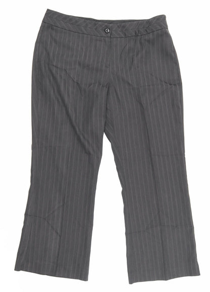 Additional front view of George women’s grey striped trousers, size UK 14