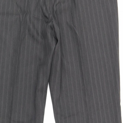 Brand and care label for George women’s grey striped trousers, size UK 14